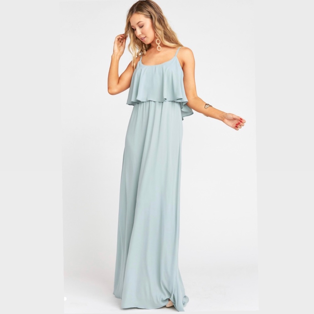 Caitlin Ruffle Maxi Dress - Dusty mint crisp - EUC
